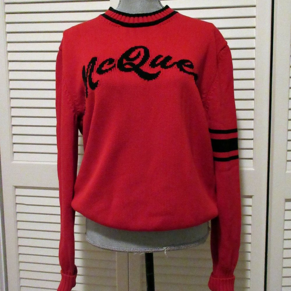 Alexander McQueen red sweater logo